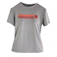 CAMISETA K-SWISS PLATINA - CINZA COM LISTAS VERMELHA E LARANJA